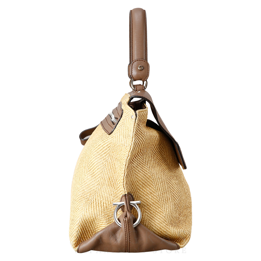 FERRAGAMO(USED)페레가모 간치니 라탄 플랩 토트겸 숄더백